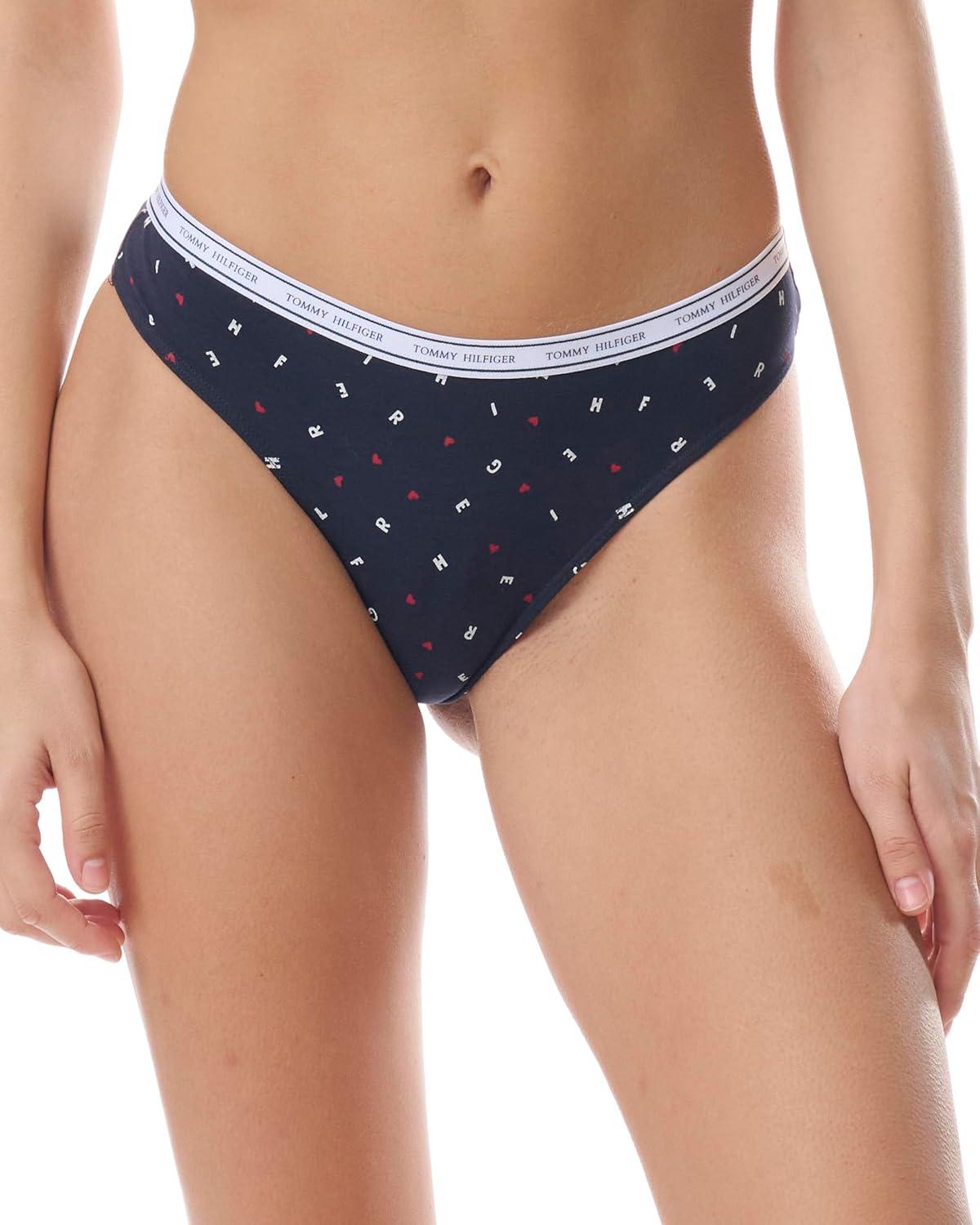 imageTommy Hilfiger womens Classic Cotton Logoband Thong 5 PackTh Heartstoss BrghtwhiteHthrgryTngoredSkycaptThcalli