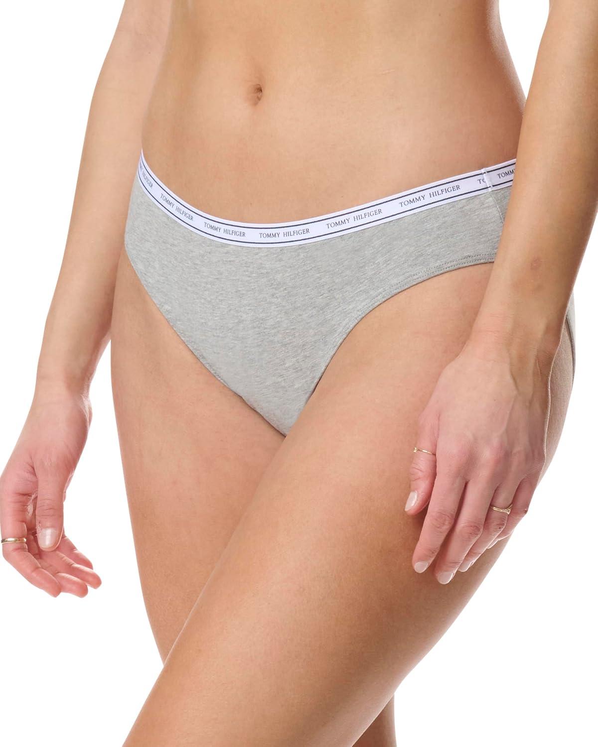 imageTommy Hilfiger womens Cotton Bikini Panty 6 PackHeather GreyNavy Red Black