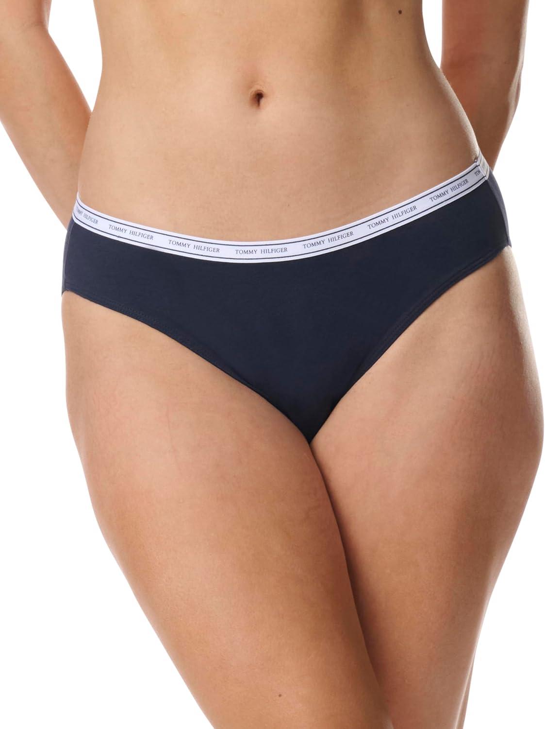 imageTommy Hilfiger womens Cotton Bikini Panty 6 PackNavy Red Heather Grey Black Heather Grey