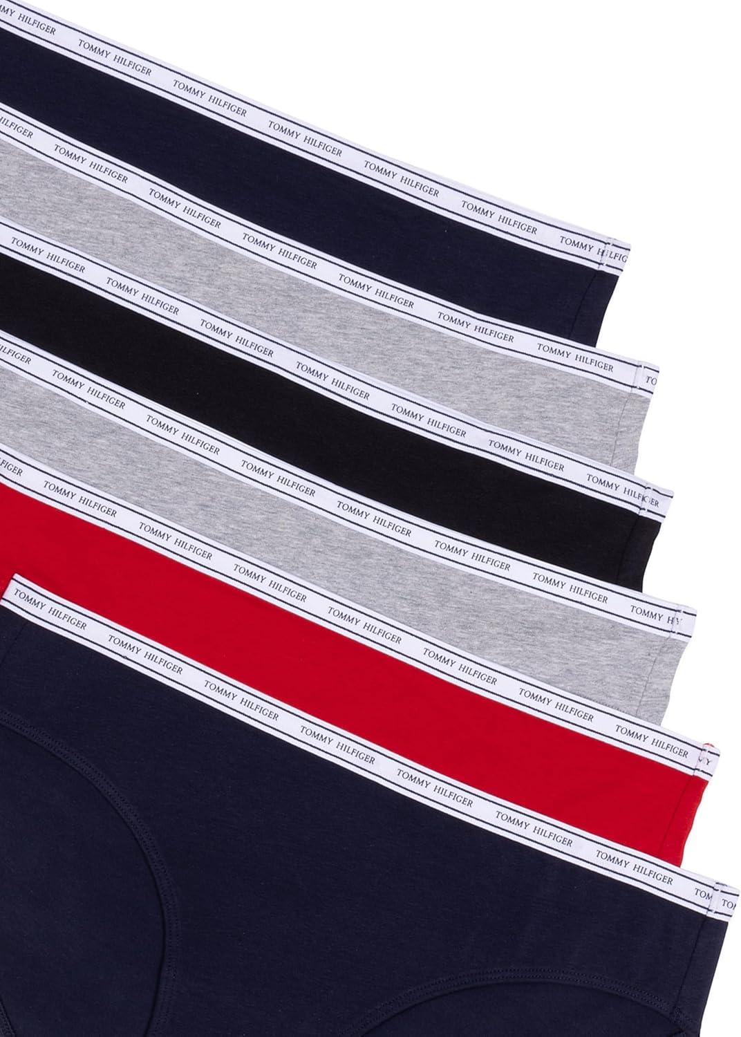 imageTommy Hilfiger womens Cotton Bikini Panty 6 PackNavy Red Heather Grey Black Heather Grey