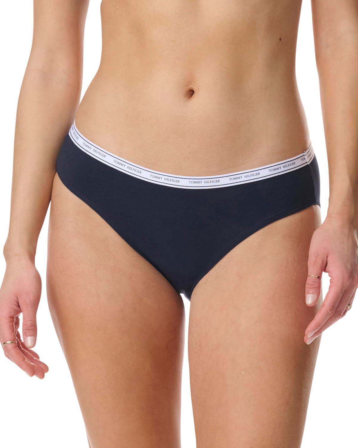 imageTommy Hilfiger womens Cotton Bikini Panty 6 PackNavy Red Heather Grey Black Heather Grey