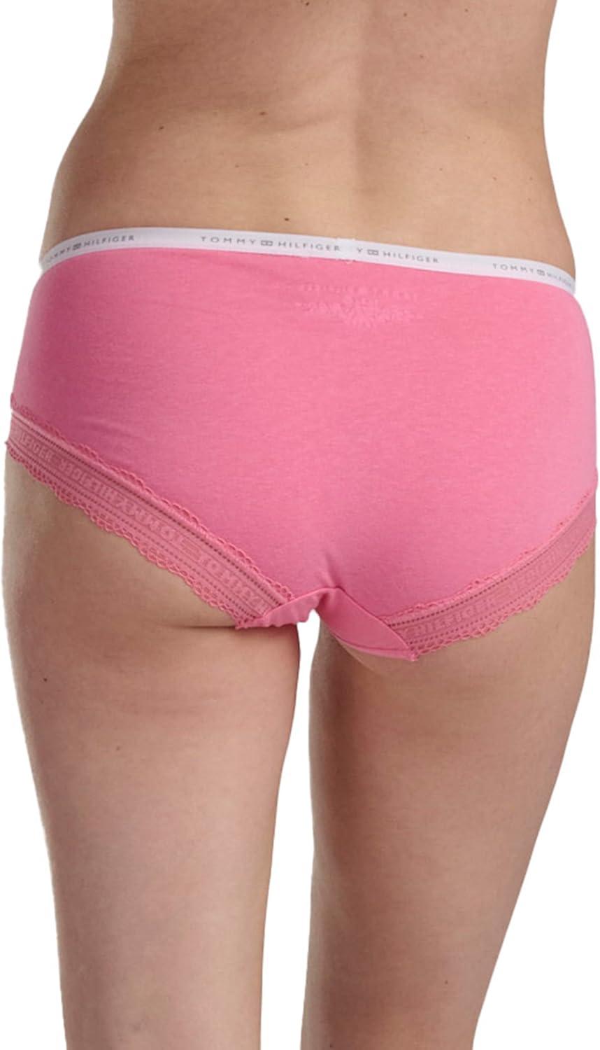 imageTommy Hilfiger womens Cotton Logo Waistband Lace Trim Hipster 3packMorning GloryHeather GreySky Captain