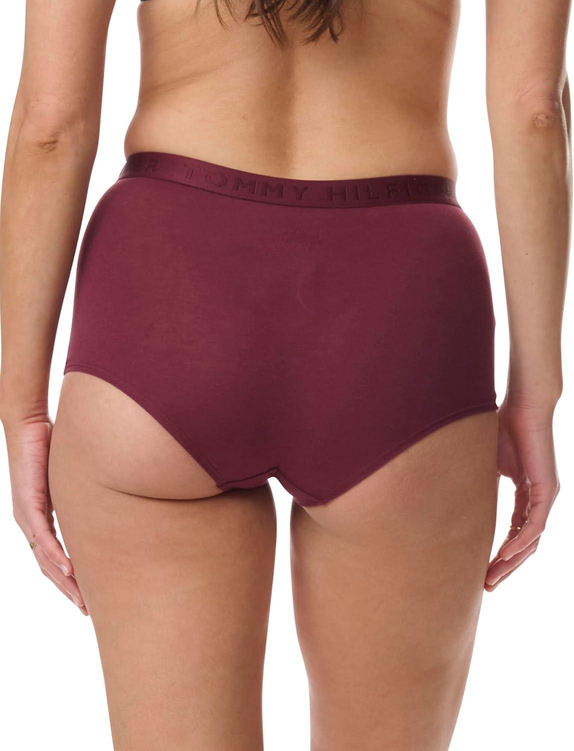 imageTommy Hilfiger womens Logo Waistband Cotton Boyshort 6 PackWindsor WineBalanced BeigeBlack