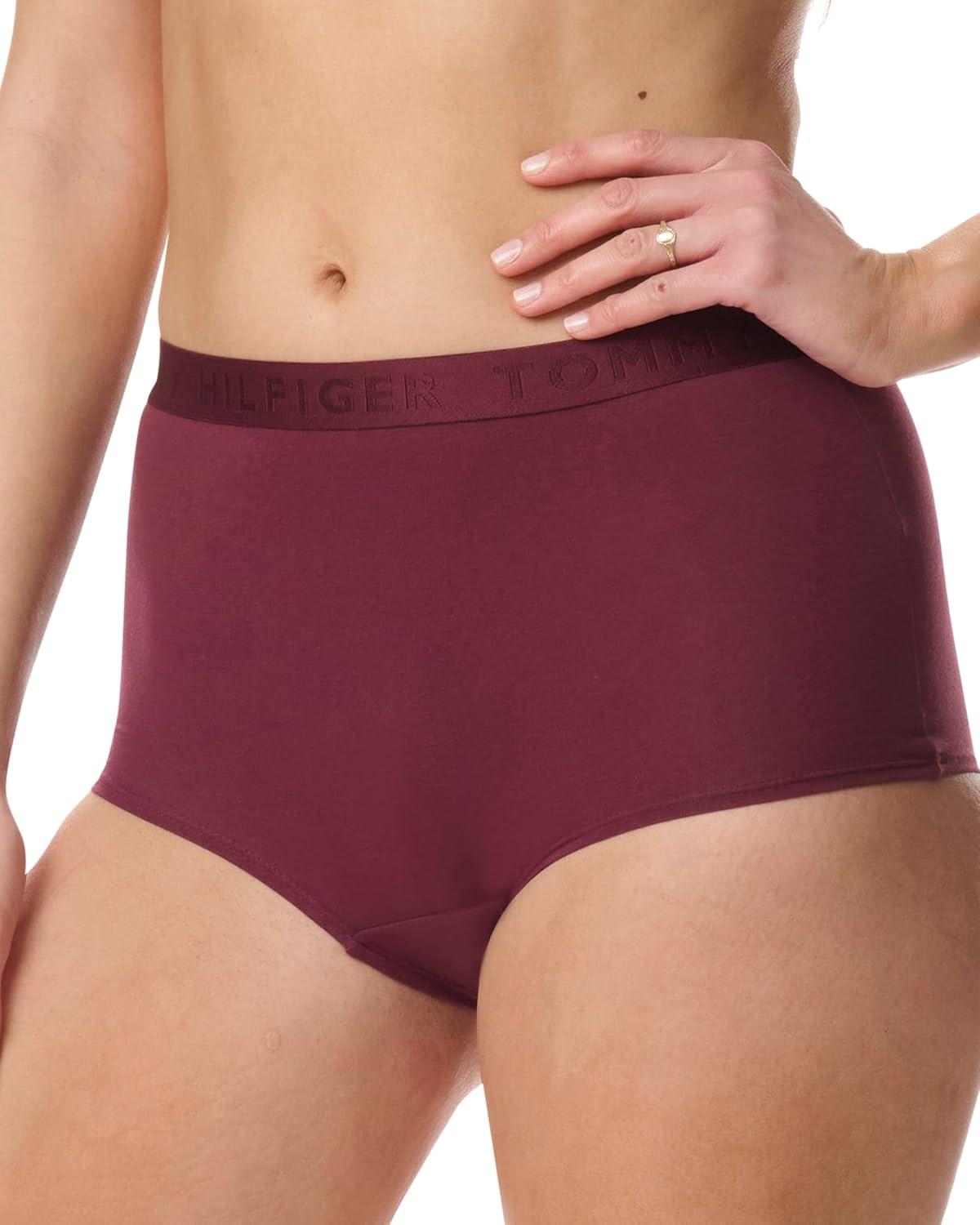imageTommy Hilfiger womens Logo Waistband Cotton Boyshort 6 PackWindsor WineBalanced BeigeBlack