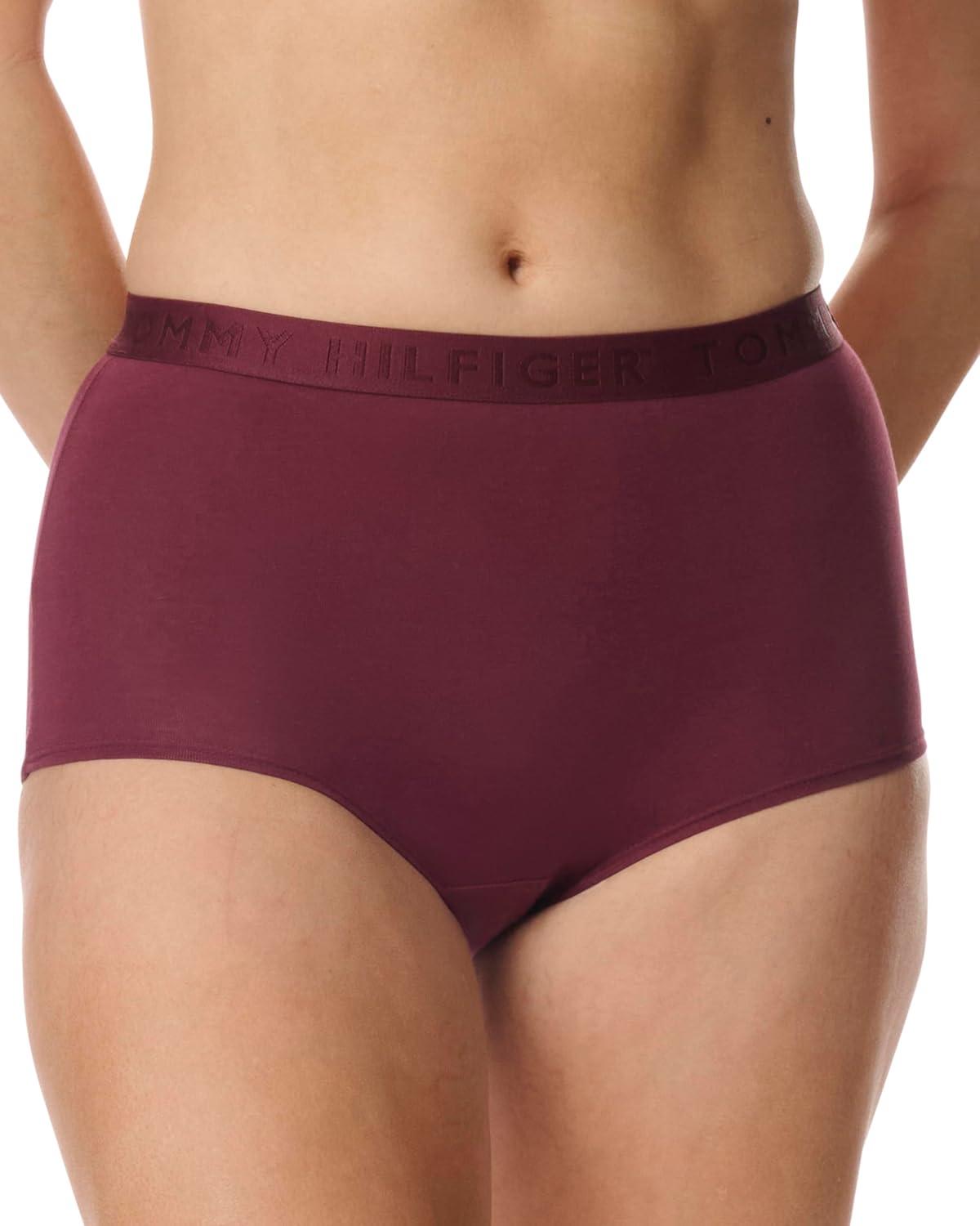 imageTommy Hilfiger womens Logo Waistband Cotton Boyshort 6 PackWindsor WineBalanced BeigeBlack