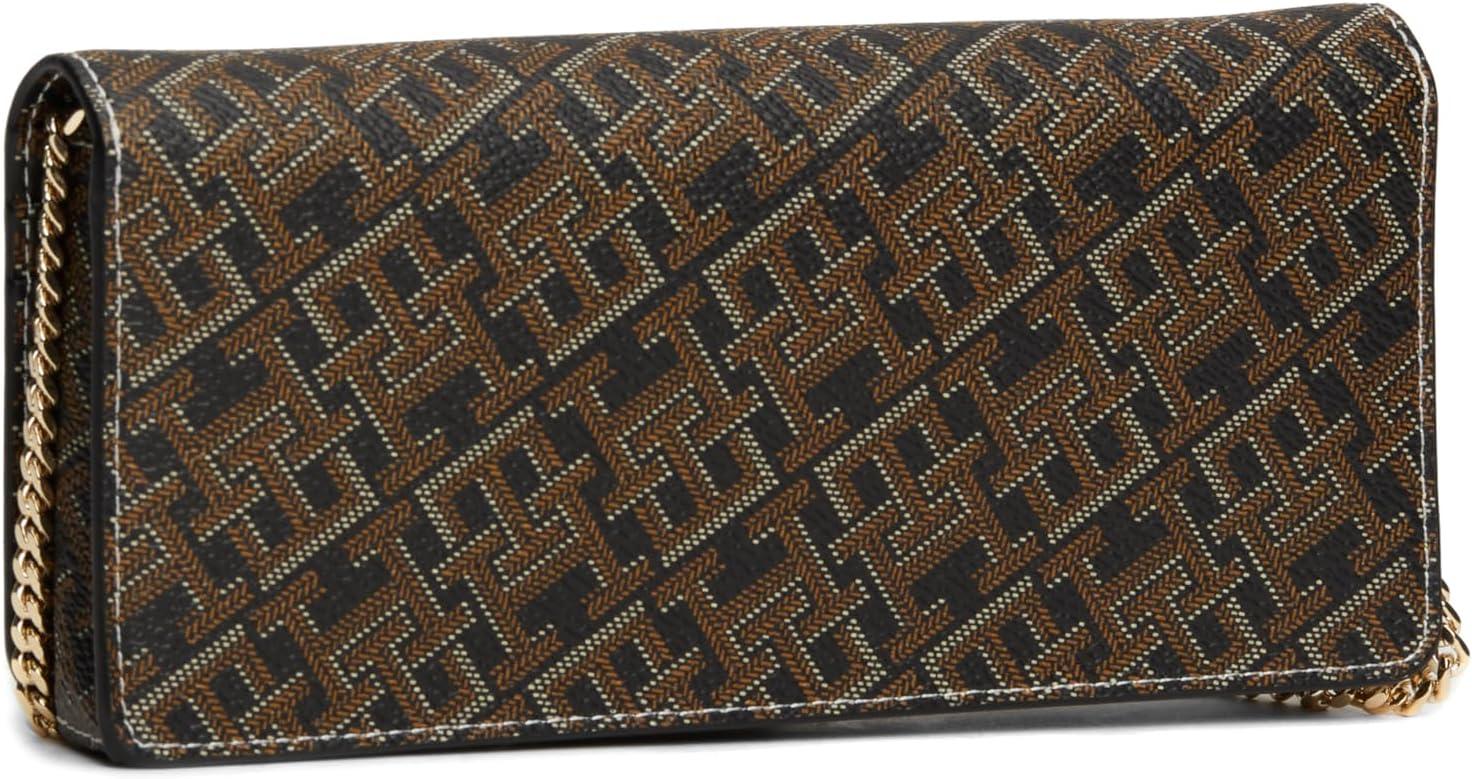 imageTommy Hilfiger womens Monogram Clutch With Removable ChainBlack Tan Mix