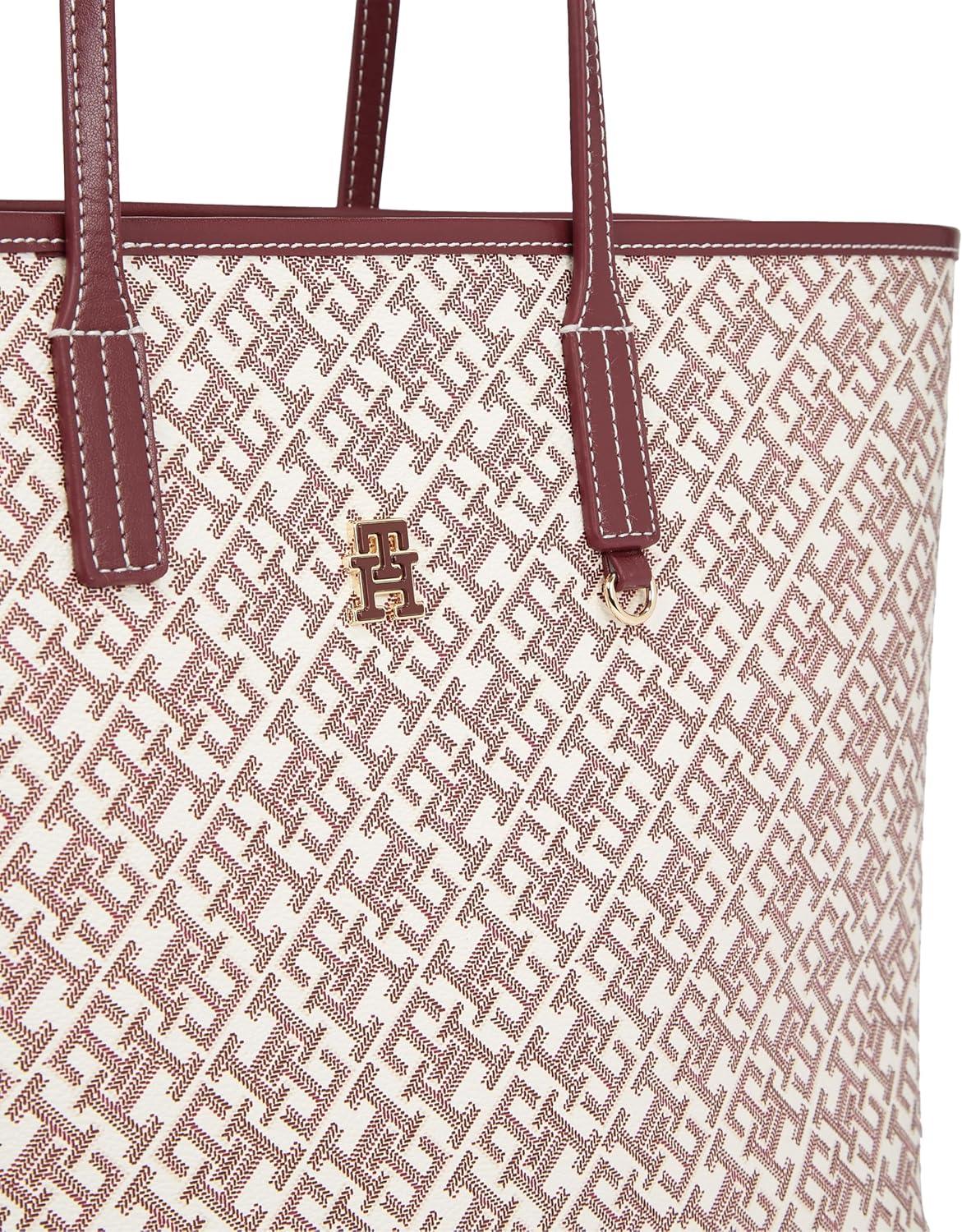 imageTommy Hilfiger womens Monogram Leather Tote With Zipper PocketOxblood