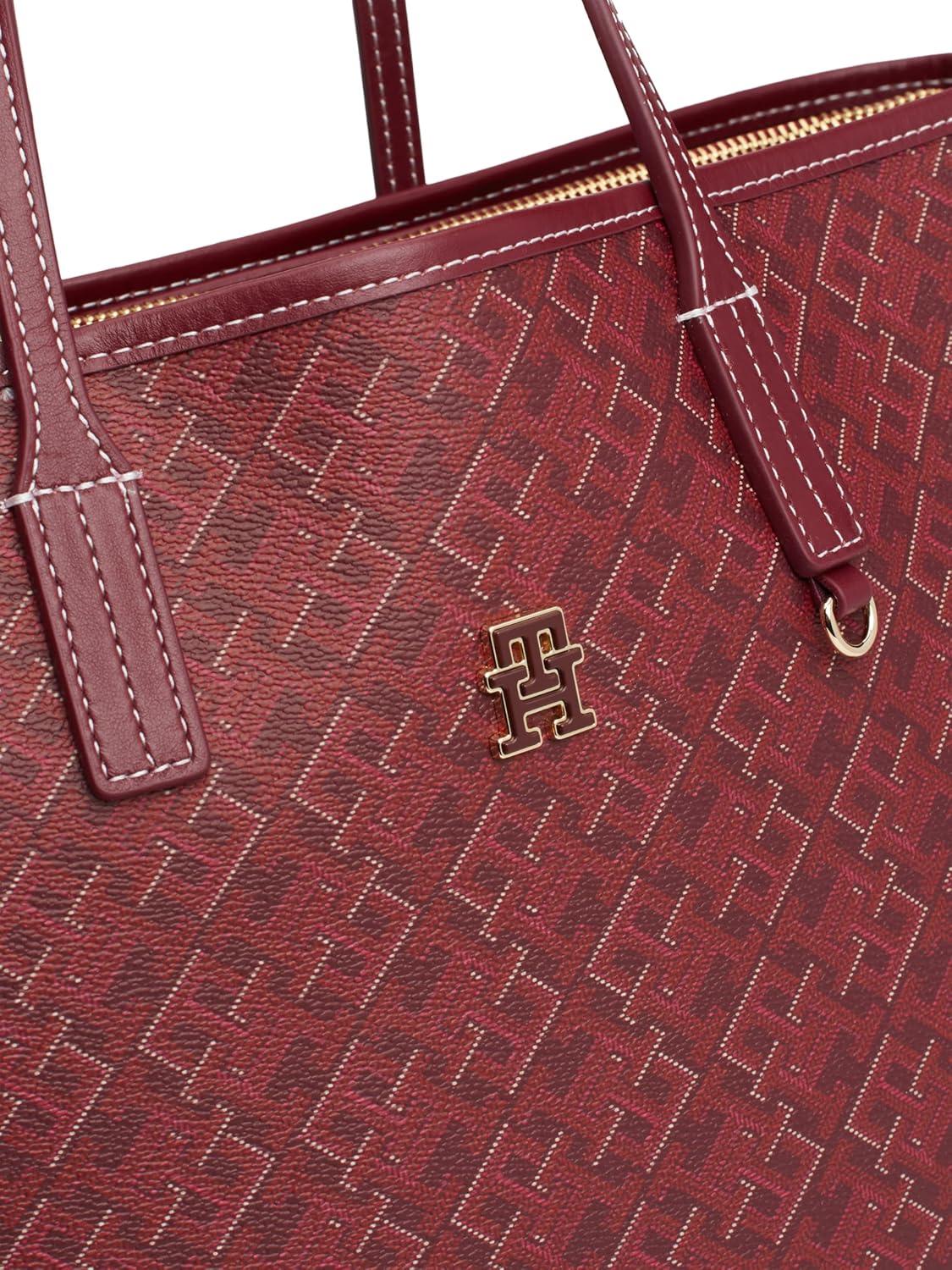 imageTommy Hilfiger womens Monogram Leather Tote With Zipper PocketRouge