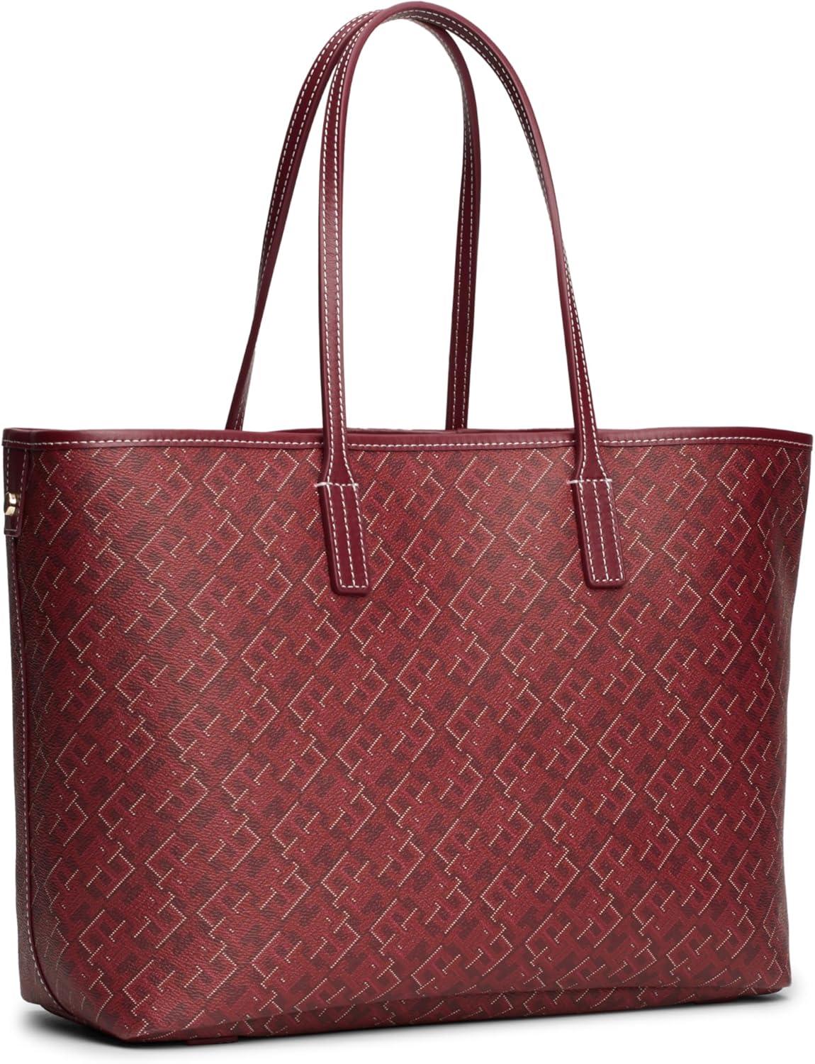 imageTommy Hilfiger womens Monogram Leather Tote With Zipper PocketRouge