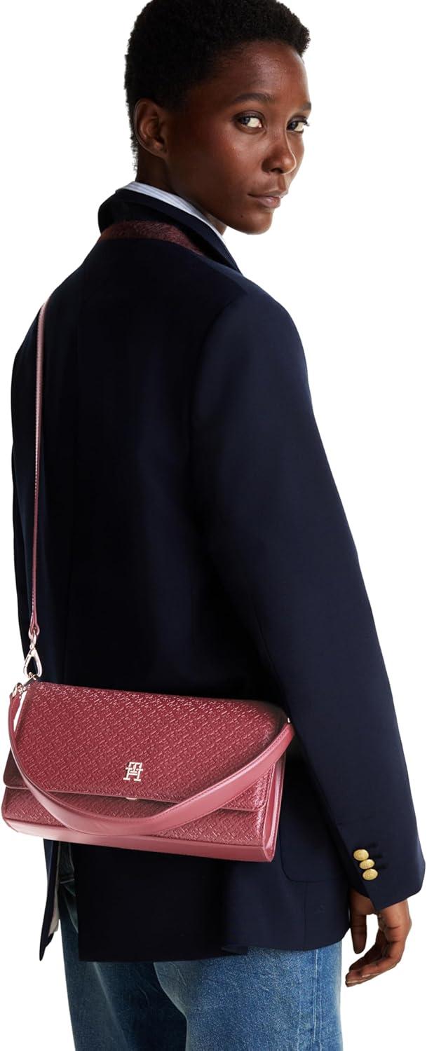 imageTommy Hilfiger womens Monogram Shoulder Bag With Removable Crossbody StrapRaspberry Truffle