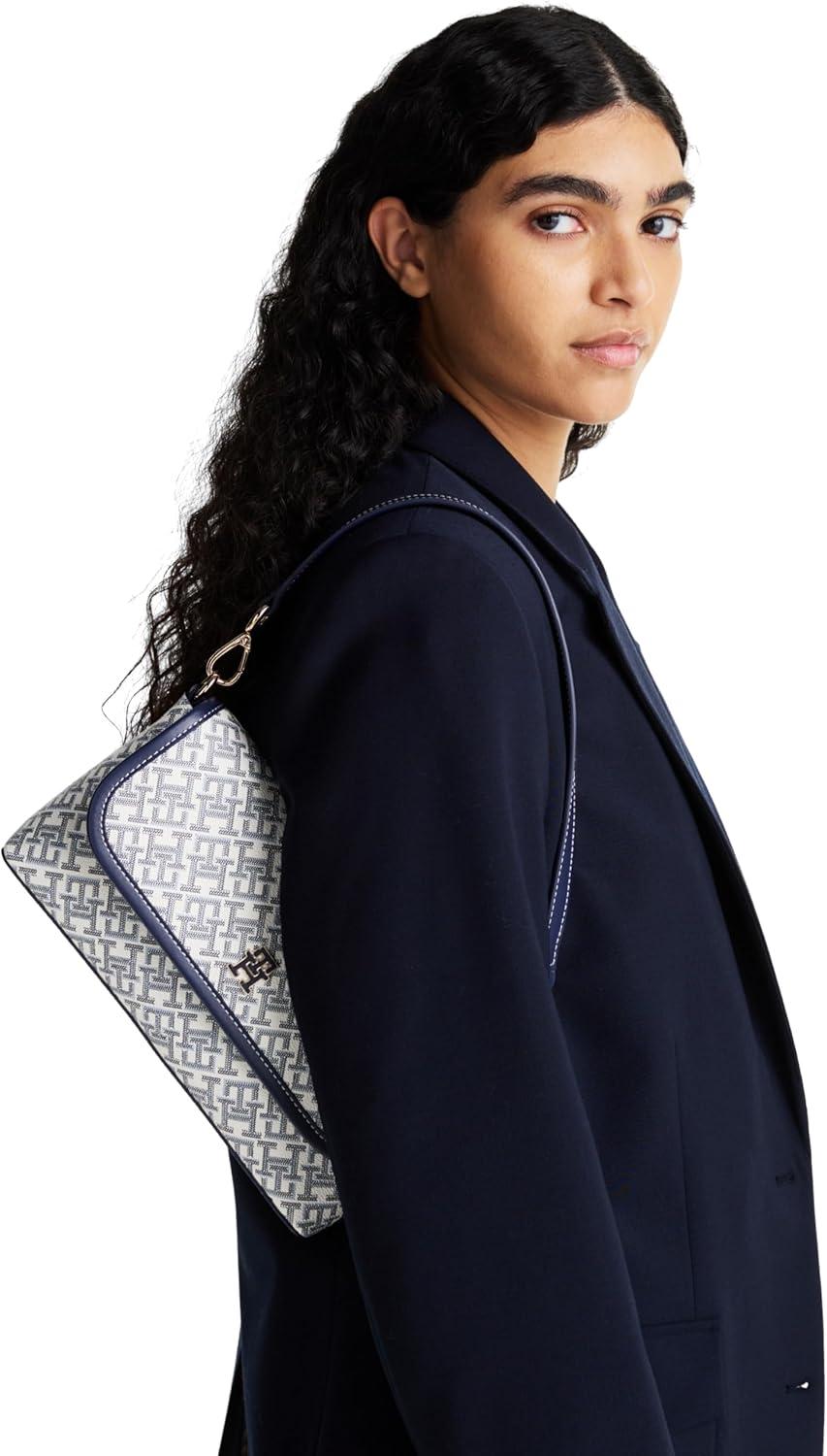 imageTommy Hilfiger womens Monogram Shoulder Bag With Removable Crossbody StrapSpace Blue Print