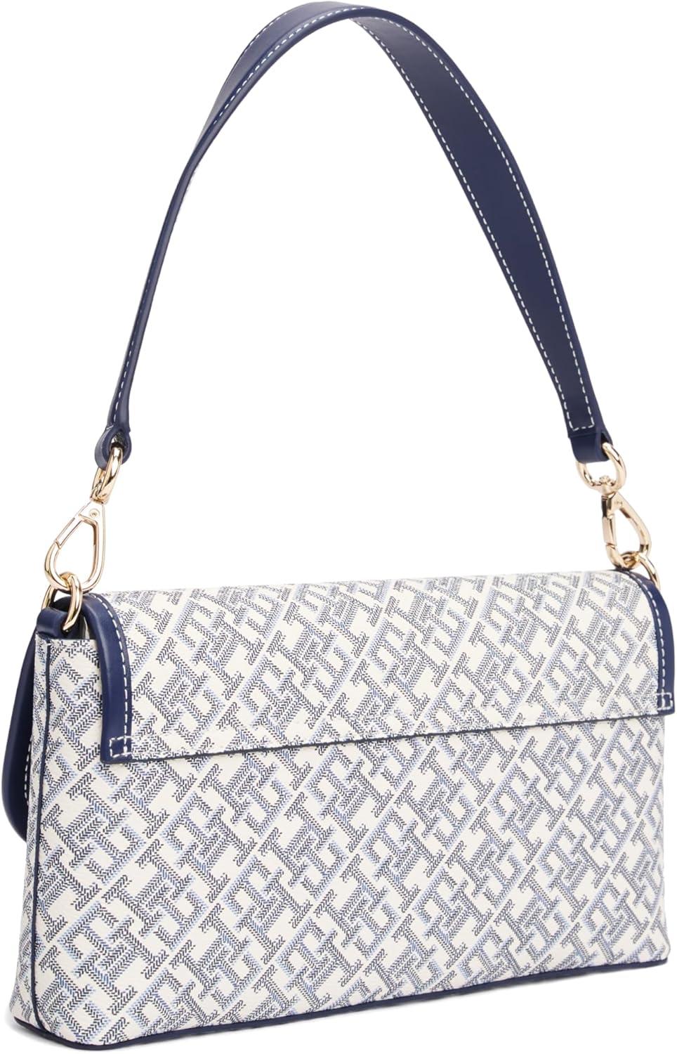 imageTommy Hilfiger womens Monogram Shoulder Bag With Removable Crossbody StrapSpace Blue Print