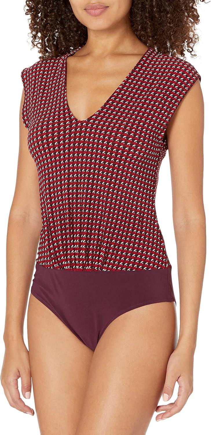 imageTommy Hilfiger womens Vneck Sleeveless BodysuitsChiliAubergine