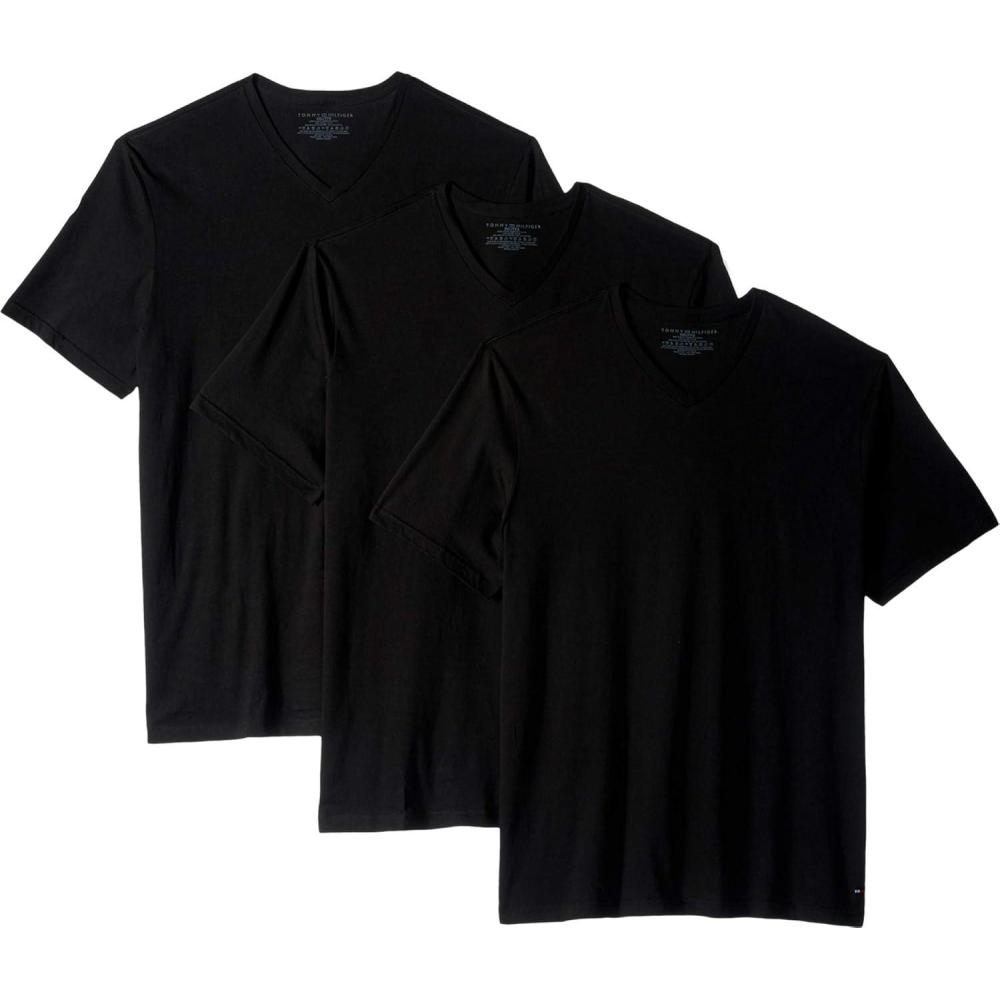 imageTommy Hilfiger Mens Cotton Classics 3Pack VNeck UndershirtsBlack