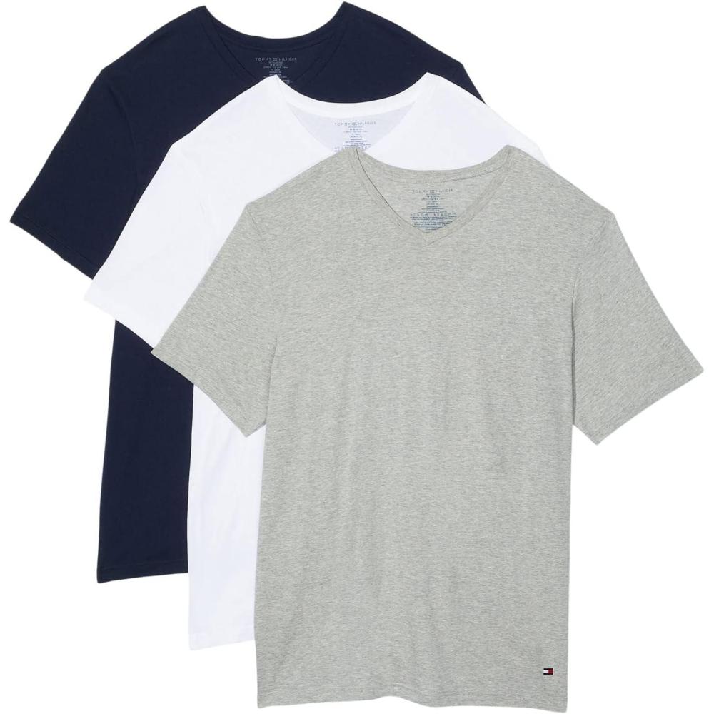 imageTommy Hilfiger Mens Cotton Classics 3Pack VNeck UndershirtsMulti
