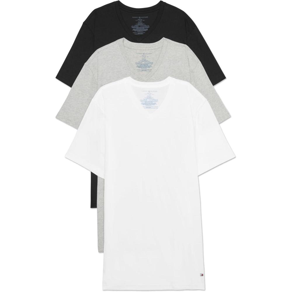 imageTommy Hilfiger Mens Cotton Classics 3Pack VNeck UndershirtsV Neck WhiteGreyBlack