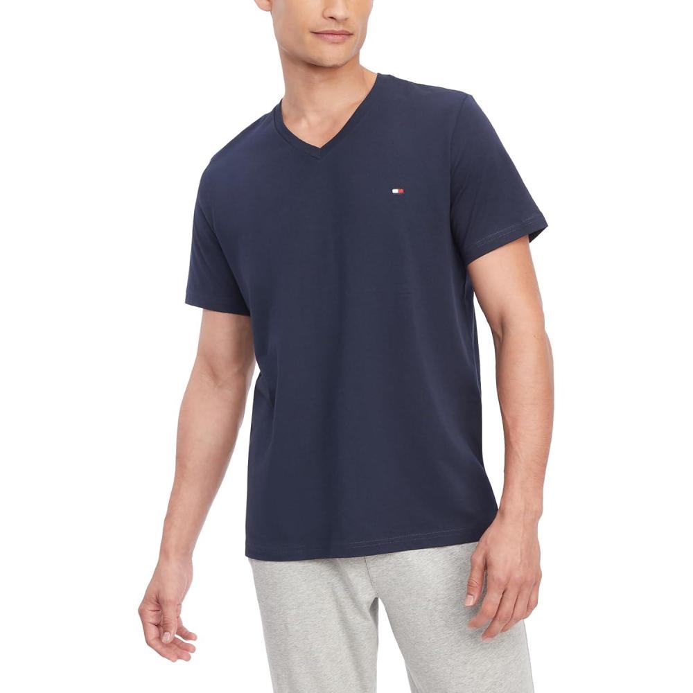 imageTommy Hilfiger Mens Flag V Neck TeeDark Navy