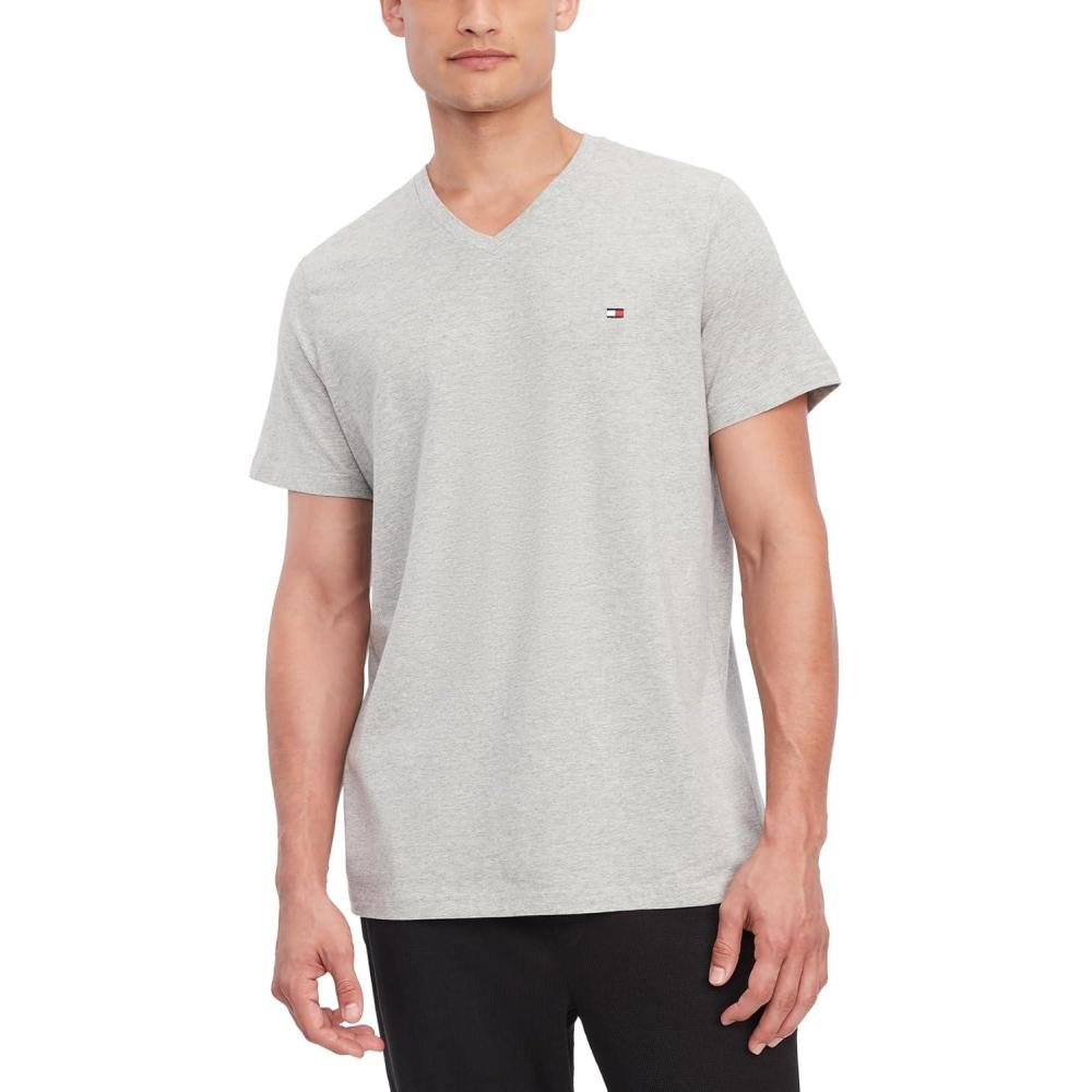 imageTommy Hilfiger Mens Flag V Neck TeeGrey Heather