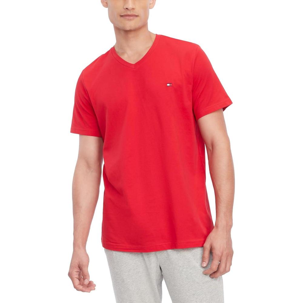 imageTommy Hilfiger Mens Flag V Neck TeeMahogany
