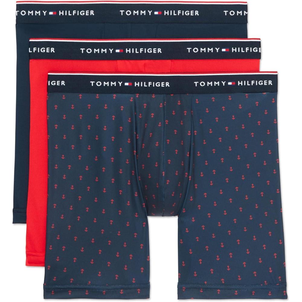 imageTommy Hilfiger Mens Micro Classics Boxer Brief 3PackDesert Sky Anchor PrintPrimary RedDesert Sky