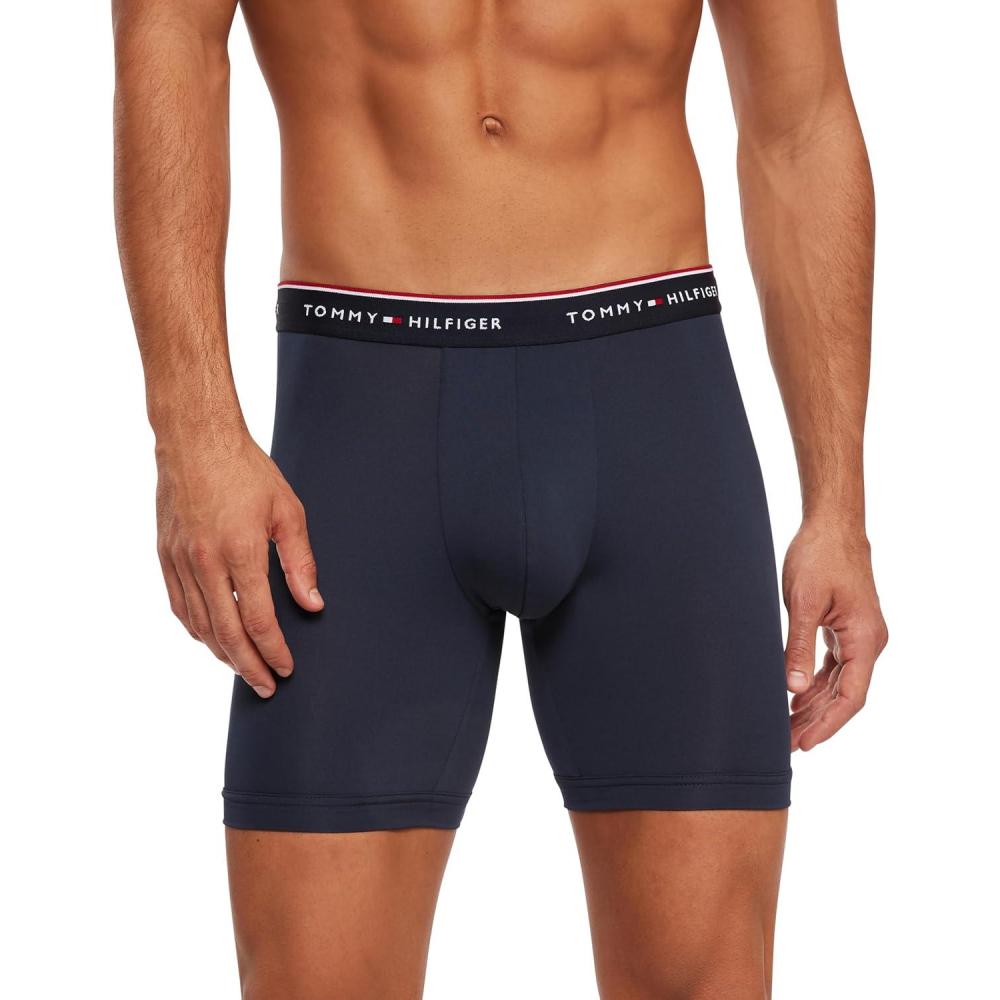imageTommy Hilfiger Mens Micro Classics Boxer Brief 3PackGrey Heather  Cinnamon Stick  Navy