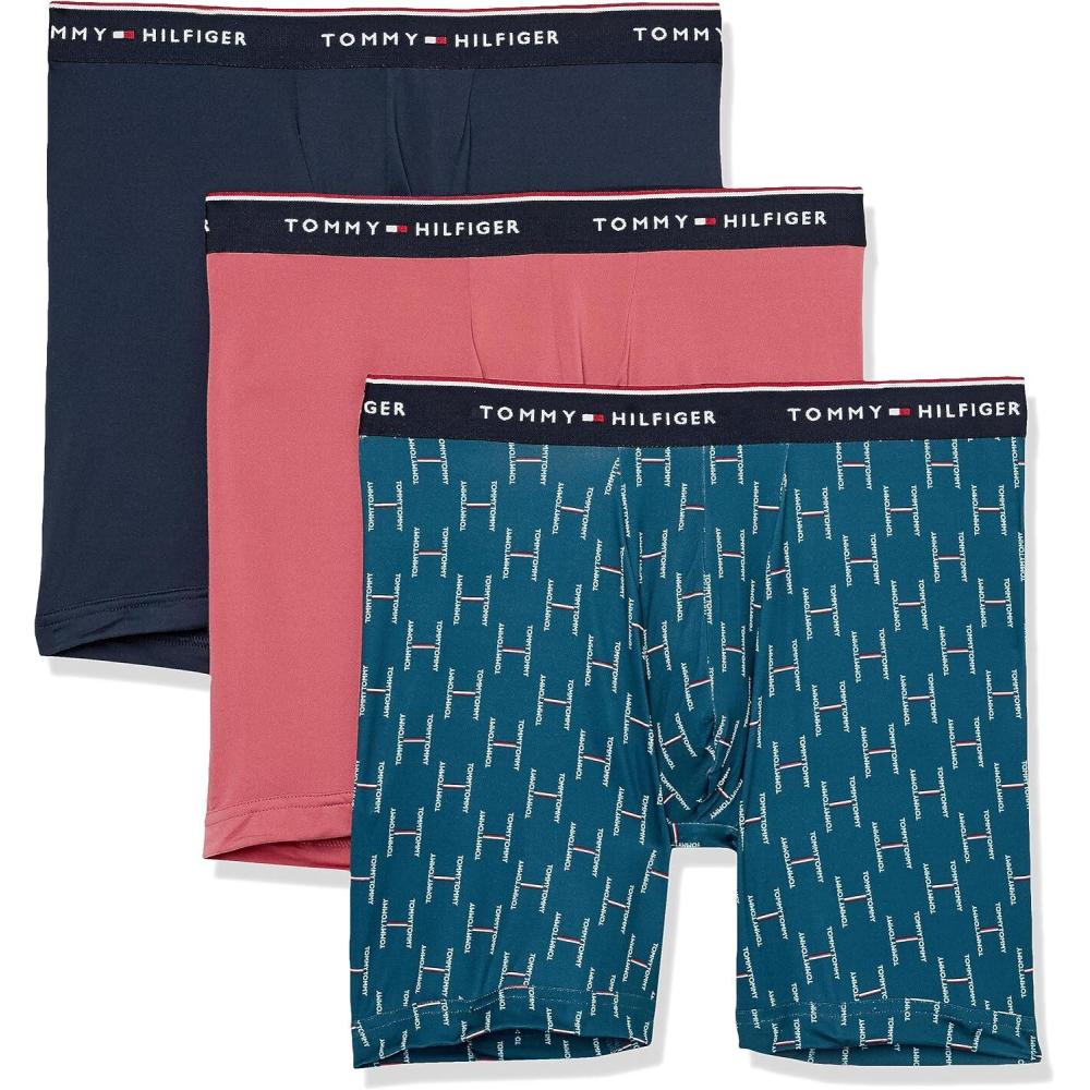 imageTommy Hilfiger Mens Micro Classics Boxer Brief 3PackRose Blue Logo Print Navy