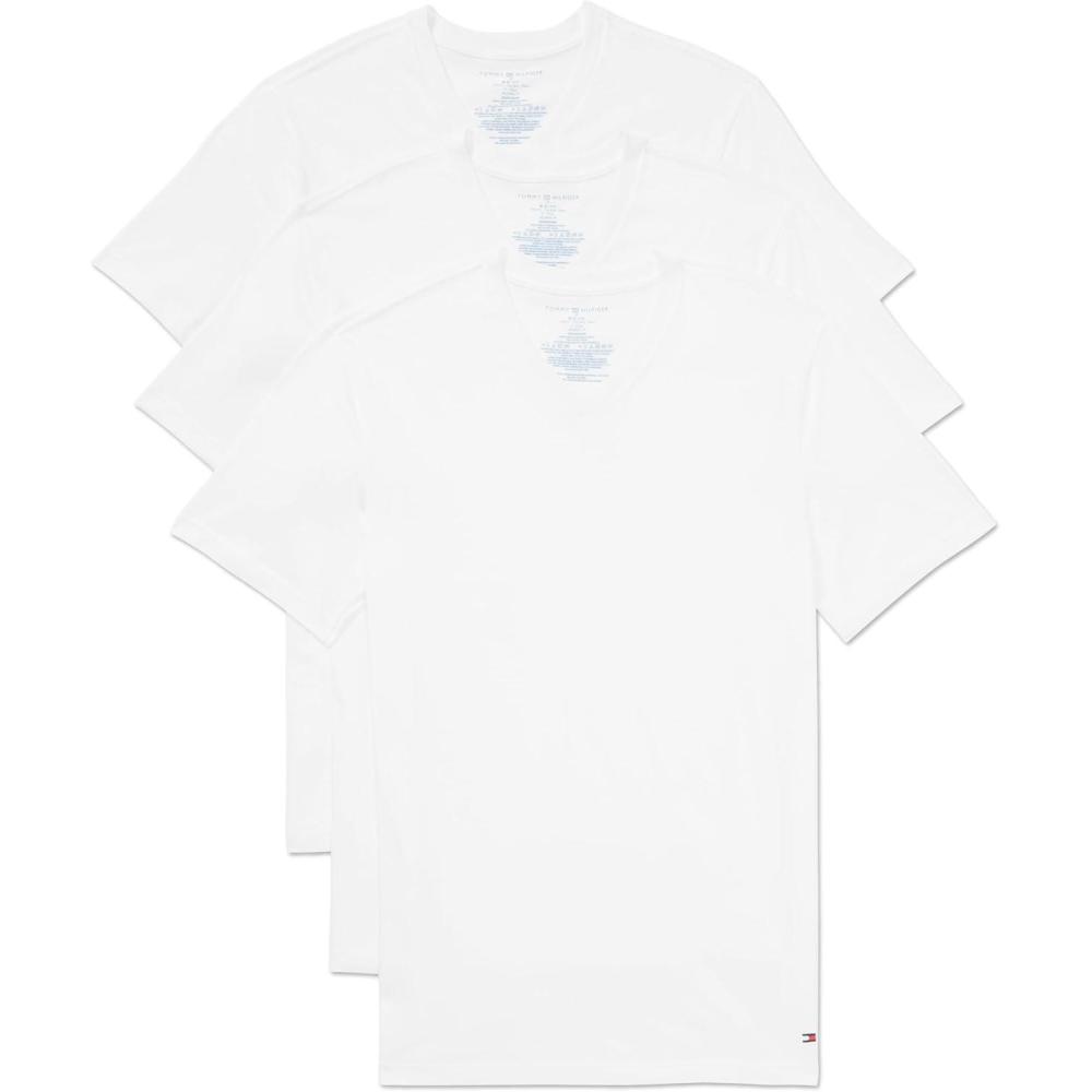 imageTommy Hilfiger Mens Undershirts 3 Pack Cotton Classics Slim Fit Crew TShirt3 Classic White