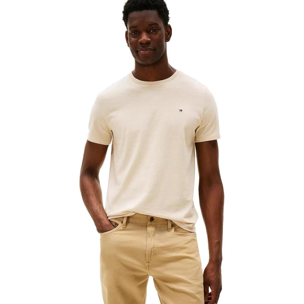 imageTommy Hilfiger TShirt Mens Crew Neck Tee Classic Fit Short Sleeve Solid ShirtBeige Heather 202