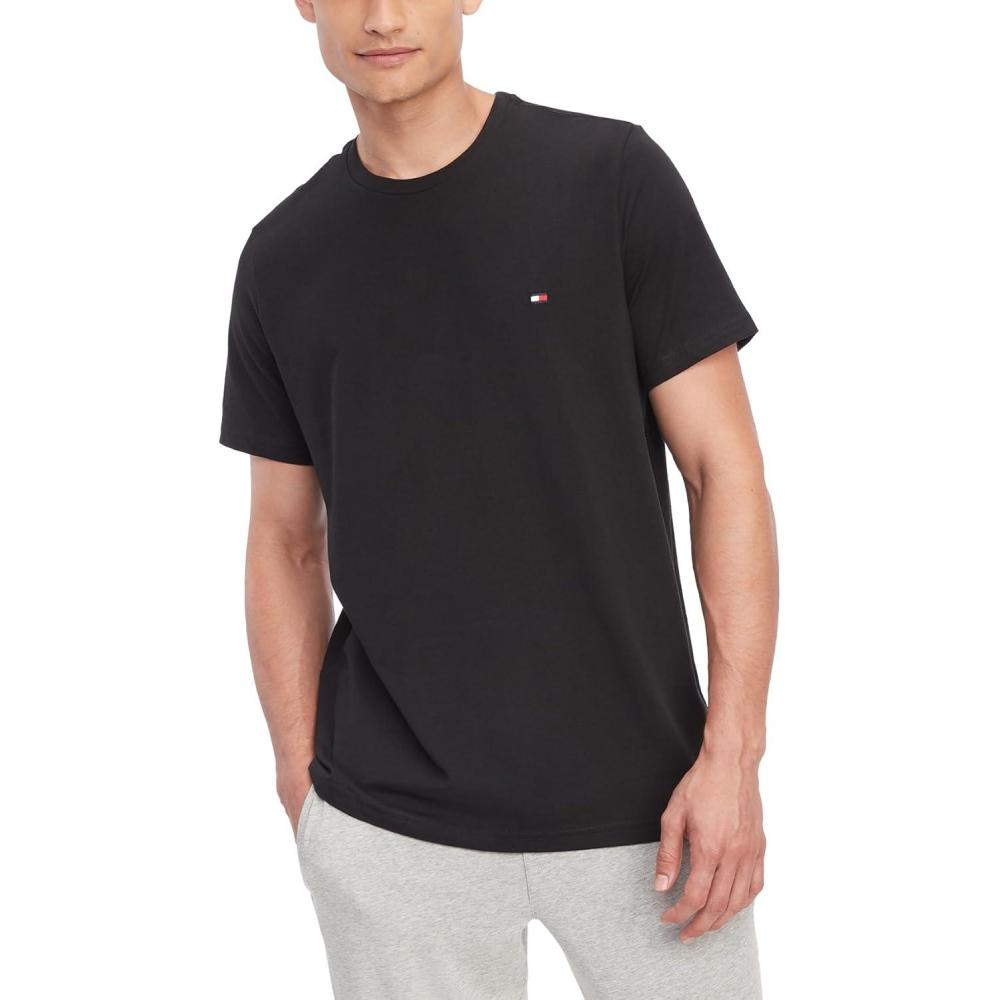 imageTommy Hilfiger TShirt Mens Crew Neck Tee Classic Fit Short Sleeve Solid ShirtBlack