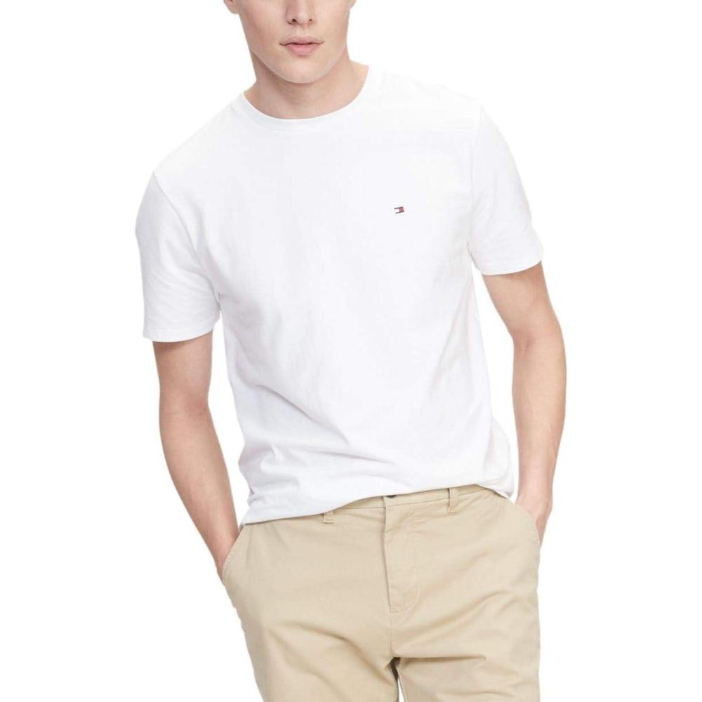 imageTommy Hilfiger TShirt Mens Crew Neck Tee Classic Fit Short Sleeve Solid ShirtBright White