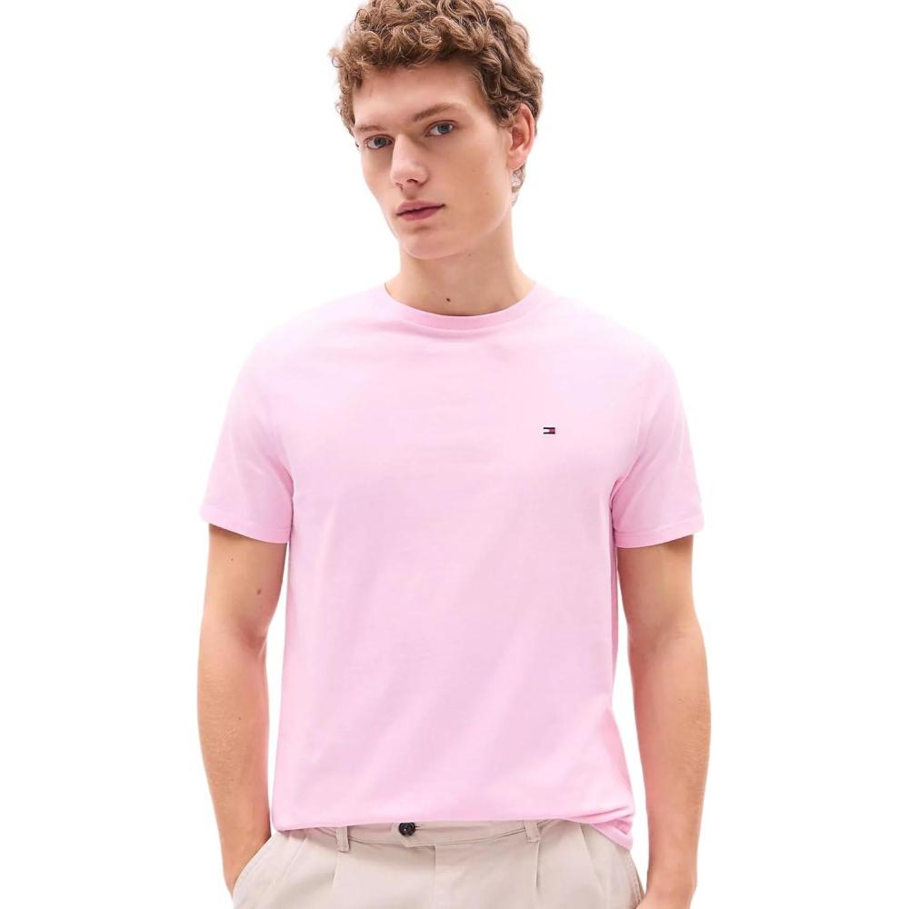 imageTommy Hilfiger TShirt Mens Crew Neck Tee Classic Fit Short Sleeve Solid ShirtClassic Pink
