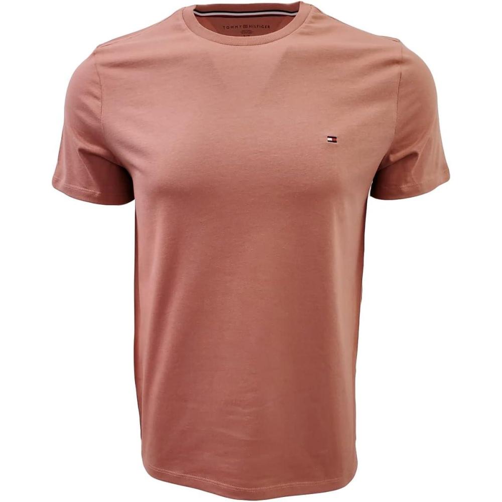 imageTommy Hilfiger TShirt Mens Crew Neck Tee Classic Fit Short Sleeve Solid ShirtDeep Pink