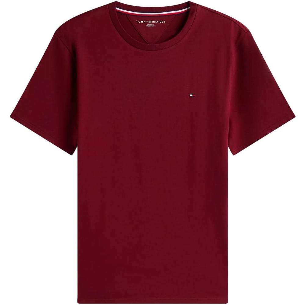imageTommy Hilfiger TShirt Mens Crew Neck Tee Classic Fit Short Sleeve Solid ShirtDeep Rouge 601