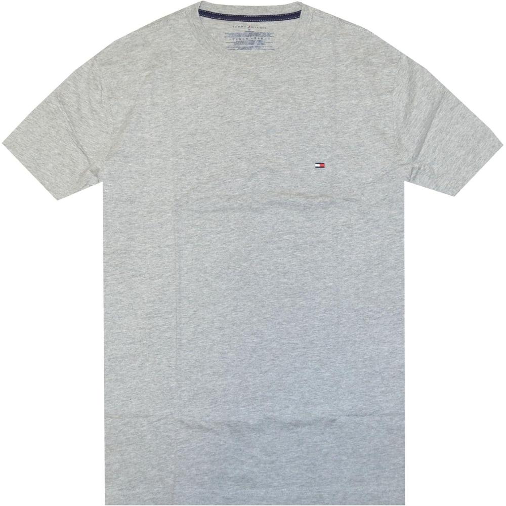 imageTommy Hilfiger TShirt Mens Crew Neck Tee Classic Fit Short Sleeve Solid ShirtGrey