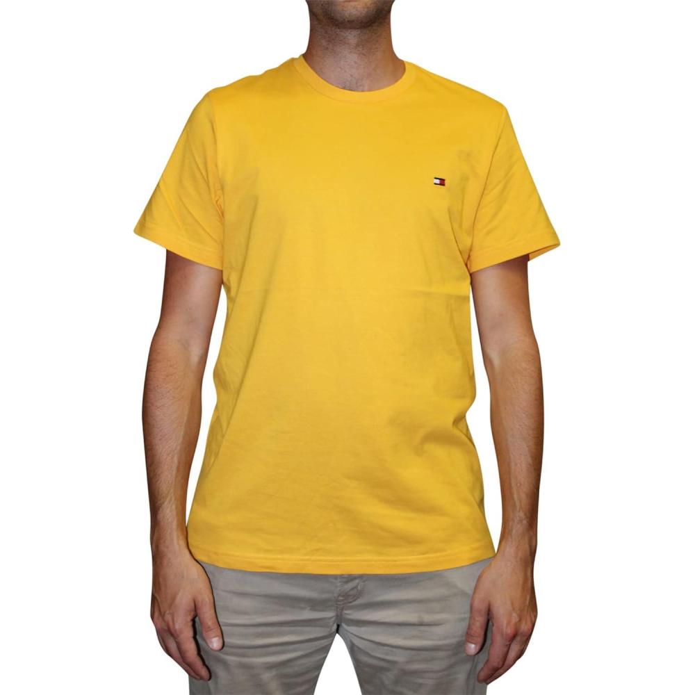 imageTommy Hilfiger TShirt Mens Crew Neck Tee Classic Fit Short Sleeve Solid ShirtHoney