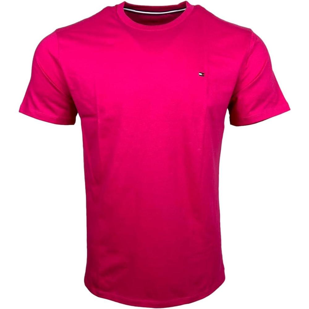 imageTommy Hilfiger TShirt Mens Crew Neck Tee Classic Fit Short Sleeve Solid ShirtHot Pink