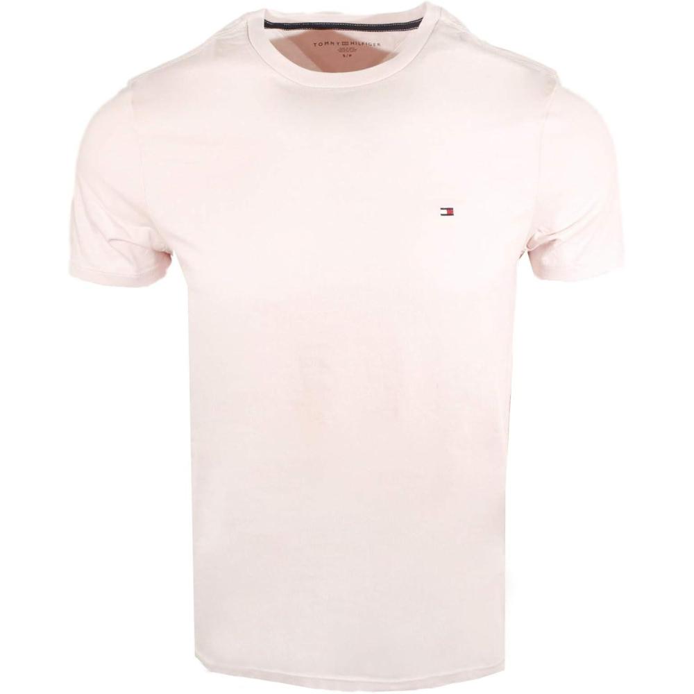 imageTommy Hilfiger TShirt Mens Crew Neck Tee Classic Fit Short Sleeve Solid ShirtLight Pink