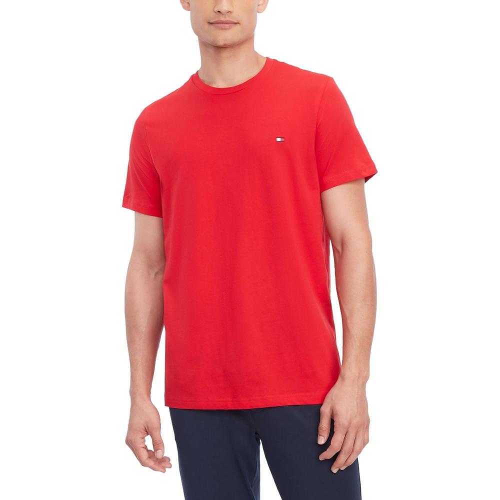 imageTommy Hilfiger TShirt Mens Crew Neck Tee Classic Fit Short Sleeve Solid ShirtMahogany