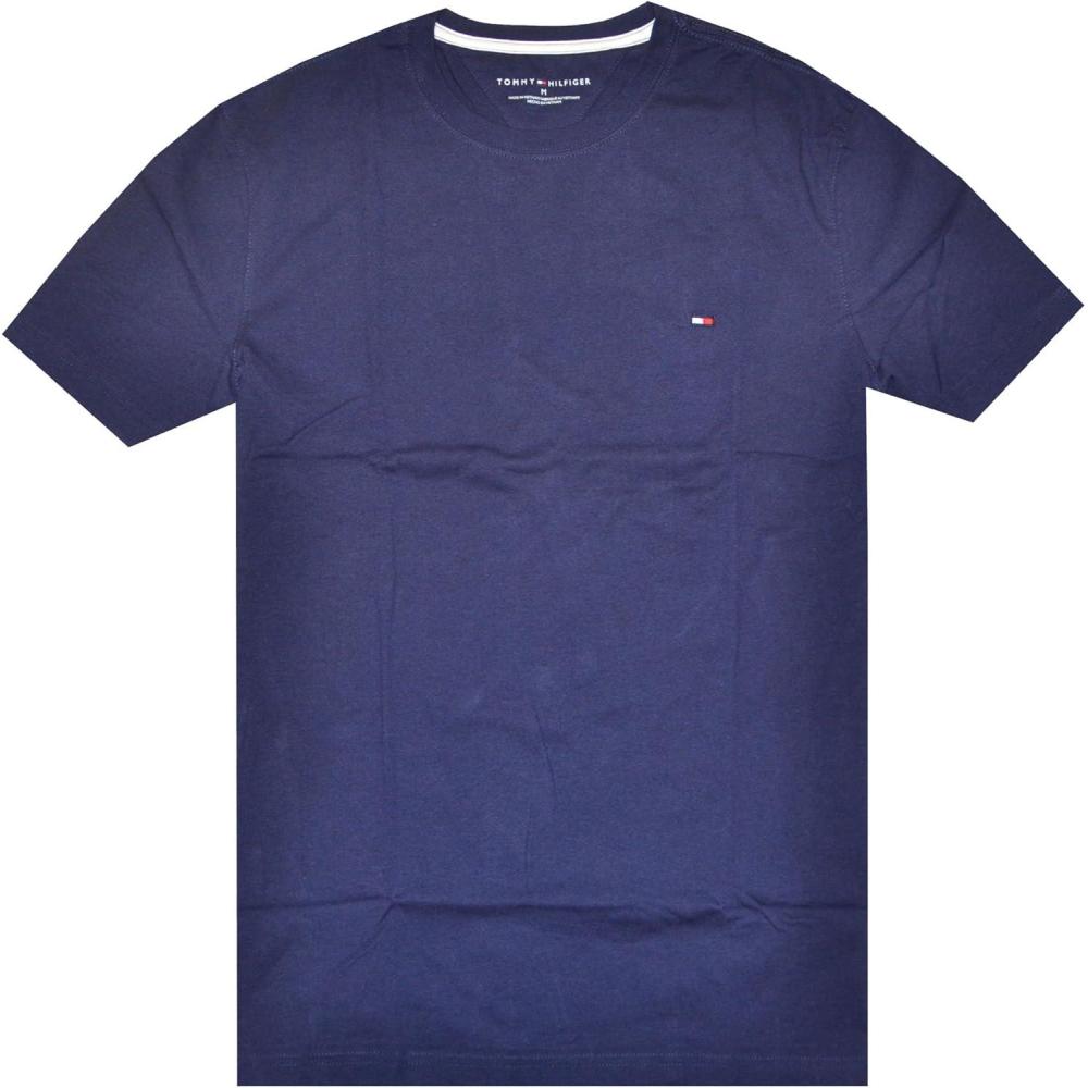 imageTommy Hilfiger TShirt Mens Crew Neck Tee Classic Fit Short Sleeve Solid ShirtNavy