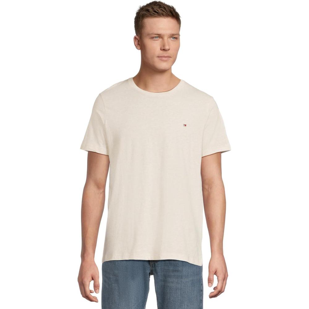 imageTommy Hilfiger TShirt Mens Crew Neck Tee Classic Fit Short Sleeve Solid ShirtOatmeal Heather