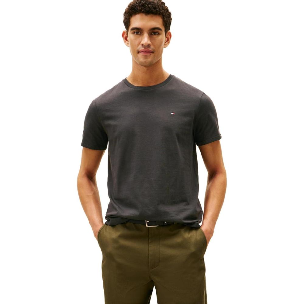 imageTommy Hilfiger TShirt Mens Crew Neck Tee Classic Fit Short Sleeve Solid ShirtTh Deep Black