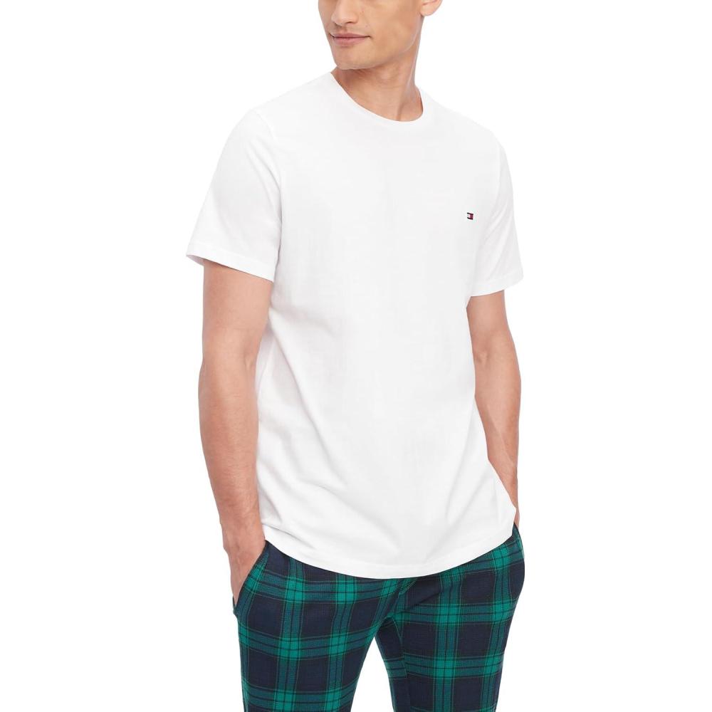 imageTommy Hilfiger TShirt Mens Crew Neck Tee Classic Fit Short Sleeve Solid ShirtWhite
