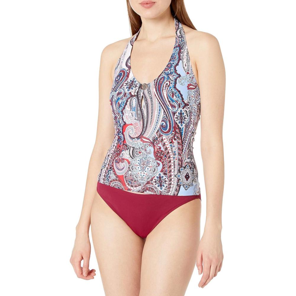 imageTommy Hilfiger Womens Halter Tankini TopScarlt Multi