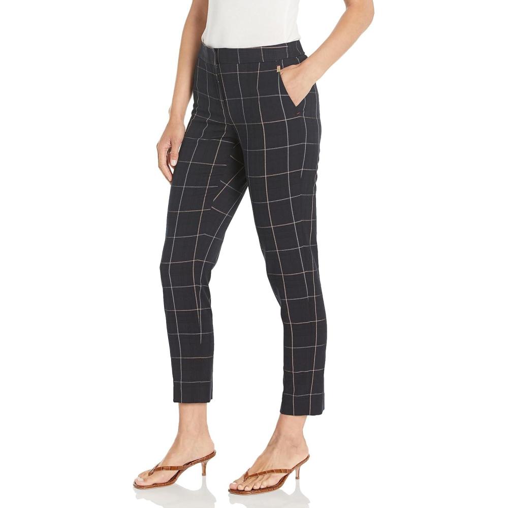 imageTommy Hilfiger Womens High Rise Houndstooth Ankle Casual Trouser PantsMidnightGrey Mutli