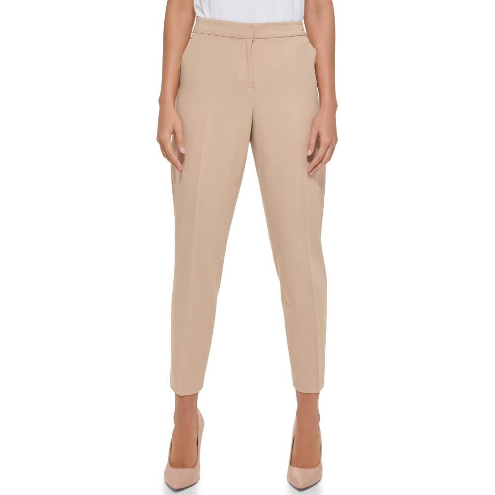 imageTommy Hilfiger Womens High Rise Houndstooth Ankle Casual Trouser PantsSand