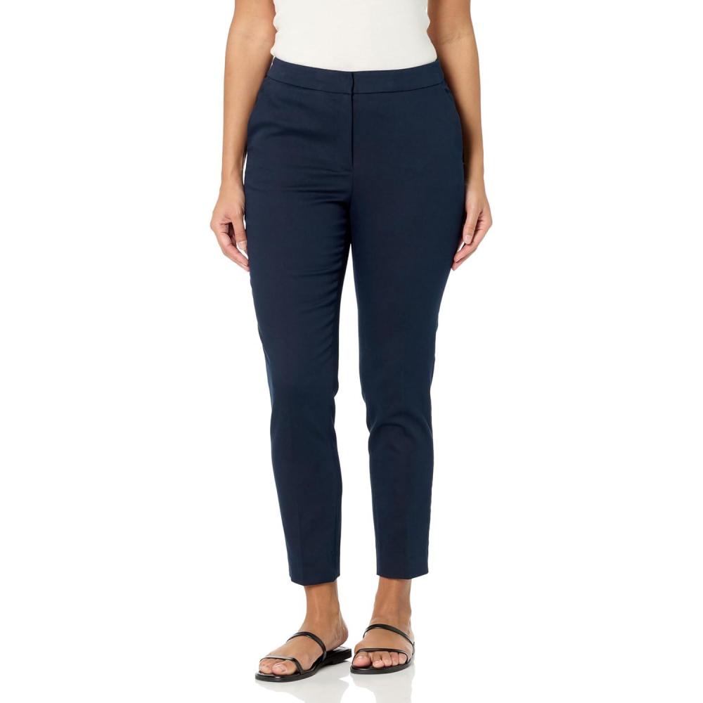 imageTommy Hilfiger Womens High Rise Houndstooth Ankle Casual Trouser PantsSky Captain