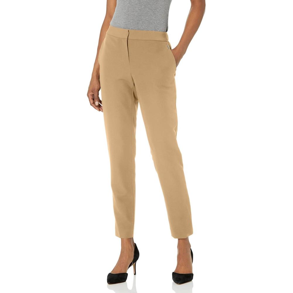 imageTommy Hilfiger Womens High Rise Houndstooth Ankle Casual Trouser PantsTigers Eye