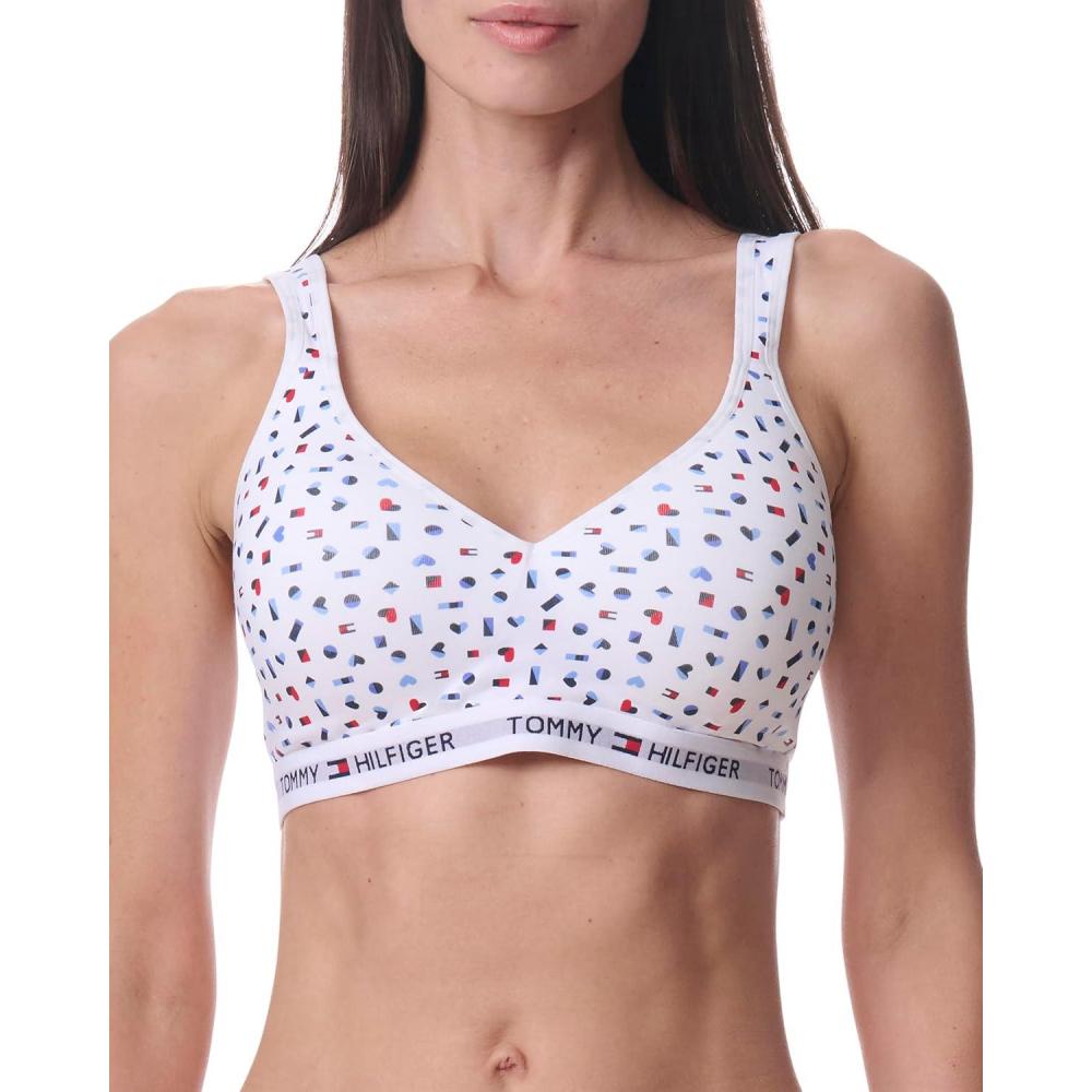 imageTommy Hilfiger Womens Light Lift Classic Cotton Bralette BraBright White W Flag