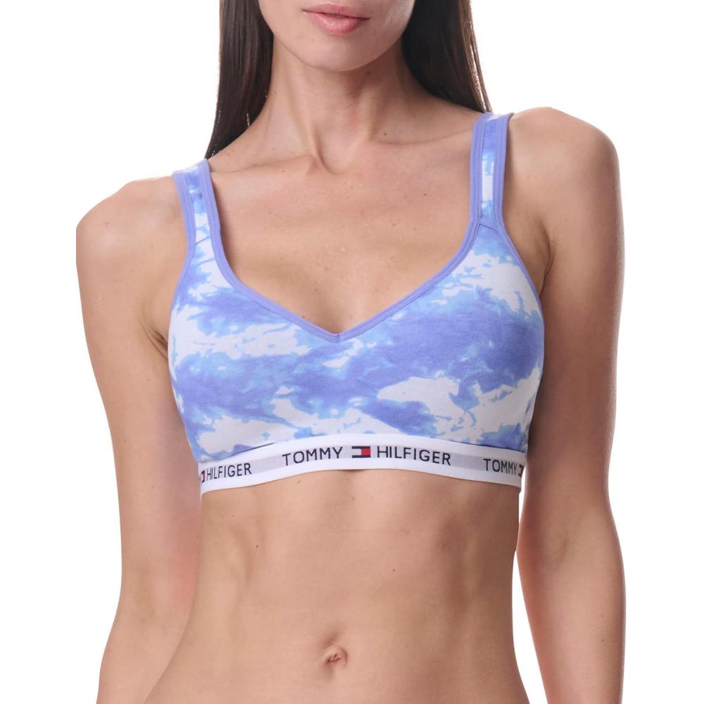 imageTommy Hilfiger Womens Light Lift Classic Cotton Bralette BraTiedye Baja Blue