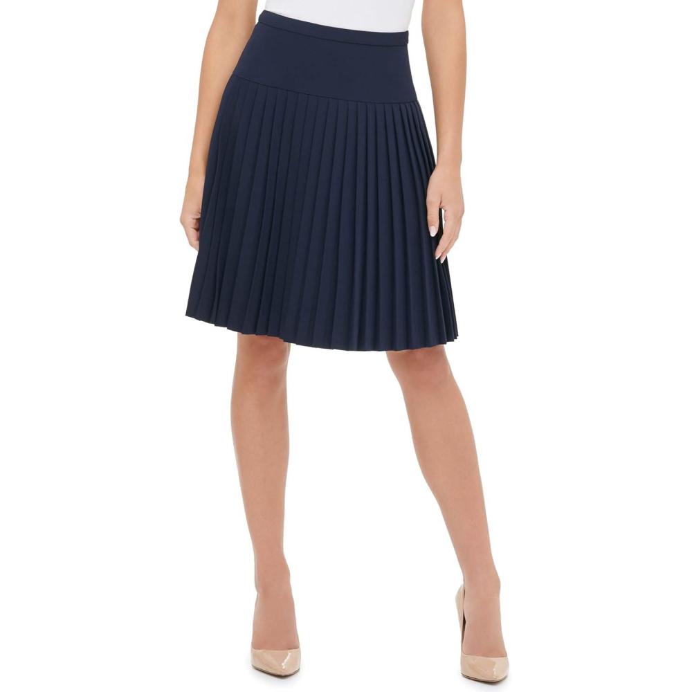 imageTommy Hilfiger Womens Lined Zip Office Pleated SkirtMidnight